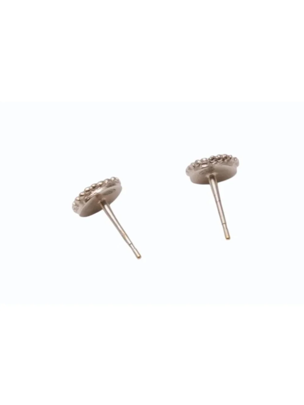 Chanel CC Logo Earrings White Gold White